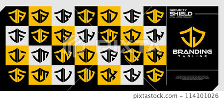 Geometric line shield initial letter J JJ logo set Geometric line shield initial letter J JJ logo set 114101026