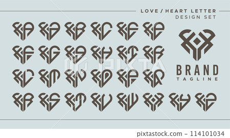 Set of abstract love heart letter X XX logo design 114101034