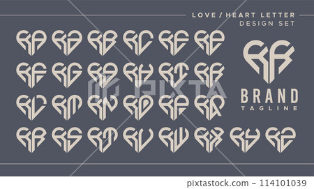 Line heart love letter K KK logo design bundle Line heart love letter K KK logo design bundle 114101039