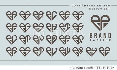 Set of abstract love heart letter P PP logo design Set of abstract love heart letter P PP logo design 114101056