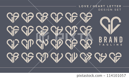 Line heart love letter C CC logo design bundle Line heart love letter C CC logo design bundle 114101057