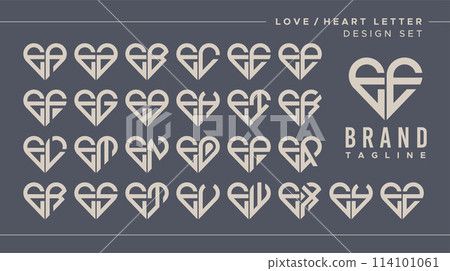Line heart love letter E EE logo design bundle Line heart love letter E EE logo design bundle 114101061