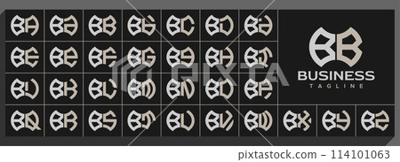 Set of modern line abstract letter B BB logo design 114101063