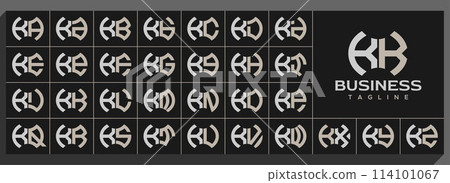 Set of modern line abstract letter K KK logo design 114101067