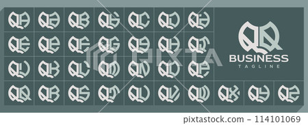 Geometric abstract shape letter Q QQ logo vector set Geometric abstract shape letter Q QQ logo vector set 114101069