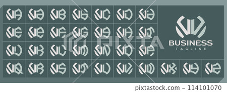 Geometric abstract shape letter V VV logo vector set Geometric abstract shape letter V VV logo vector set 114101070