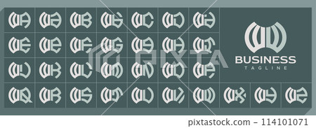 Geometric abstract shape letter W WW logo vector set Geometric abstract shape letter W WW logo vector set 114101071