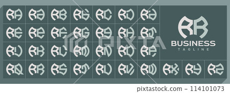 Geometric abstract shape letter R RR logo vector set Geometric abstract shape letter R RR logo vector set 114101073