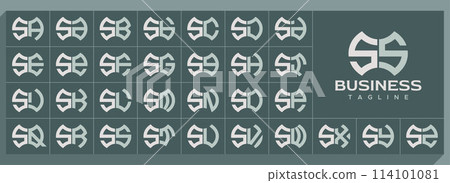 Geometric abstract shape letter S SS logo vector set 114101081