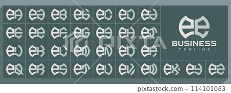 Geometric shape lowercase letter E EE logo vector set Geometric shape lowercase letter E EE logo vector set 114101083