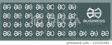 Geometric shape lowercase letter A AA logo vector set Geometric shape lowercase letter A AA logo vector set 114101085