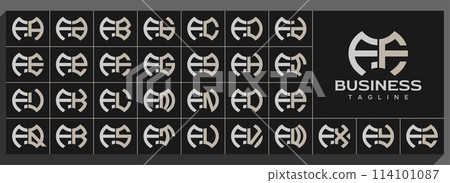 Set of modern line abstract letter F FF logo design 114101087