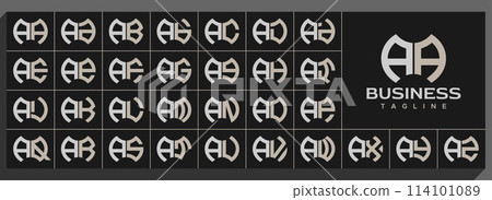 Set of modern line abstract letter A AA logo design 114101089