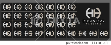 Set of modern line abstract letter H HH logo design Set of modern line abstract letter H HH logo design 114101092