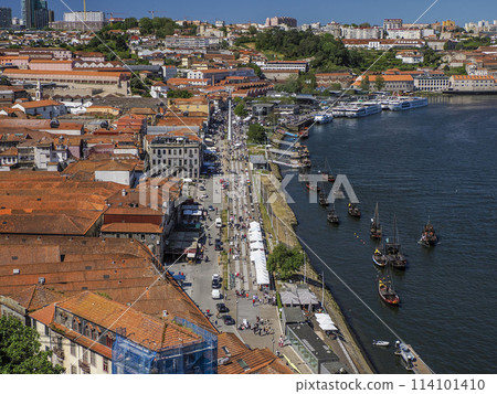 Calem Porto old town street view building, portugal view from luis bridge 114101410