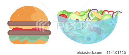 Choice of Healthy and Unhealthy Food concept, isolated on transparent background 114101520