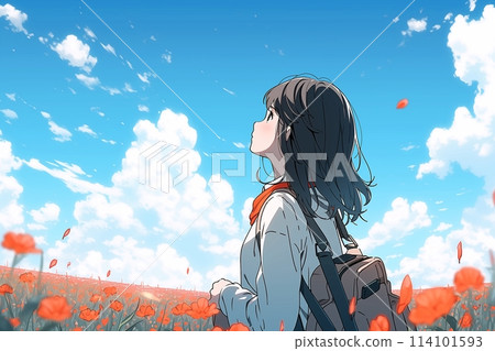 女孩的背影/側臉“AI生成圖像” 114101593