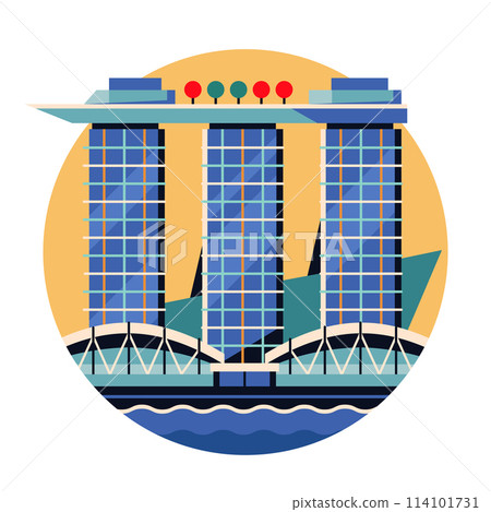 Singapore Marina Bay Sands Circle Flat Icon 114101731