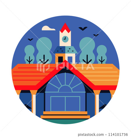 Museum or College Cultural Landmark Circle Icon Museum or College Cultural Landmark Circle Icon 114101736