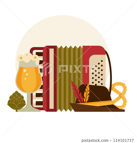 Beer Festival Scene with Pub Elements 114101737