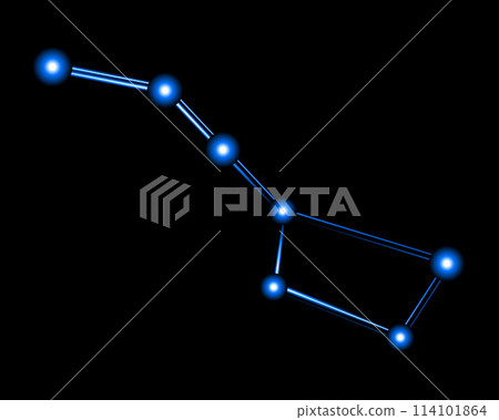 Vector isolated illustration of Ursa major constellation with neon effect. Vector isolated illustration of Ursa major constellation with neon effect. 114101864
