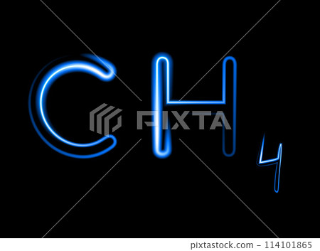 Vector isolated illustration of methane formula with neon effect. 114101865