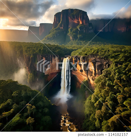 Nature's Symphony: Angel Falls and the Serenity of the Rainforest 114102157