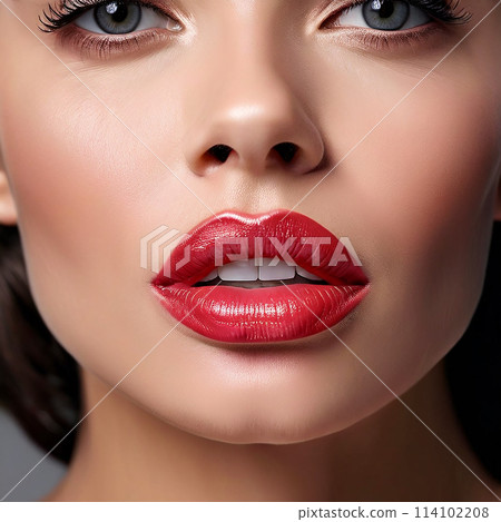 Cosmetic Journey: Closeup of Lip Transformation with Before and After Lip Filler Injections 114102208