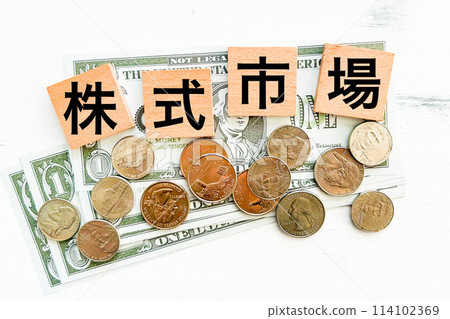 Stock market and dollar bills Stock market and dollar bills 114102369