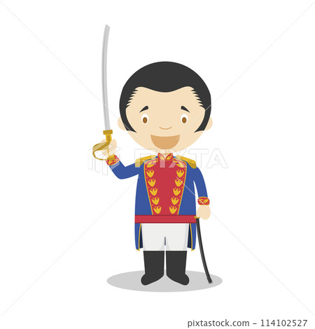 Simon Bolivar cartoon character. Vector Illustration. Kids History Collection. Simon Bolivar cartoon character. Vector Illustration. Kids History Collection. 114102527