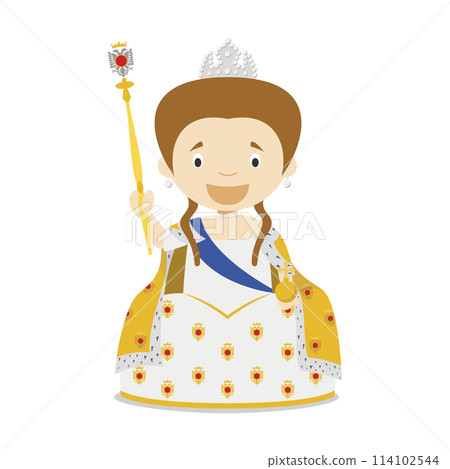Catherine II of Russia (The Great) cartoon character. Vector Illustration. Kids History Collection. Catherine II of Russia (The Great) cartoon character. Vector Illustration. Kids History Collection. 114102544