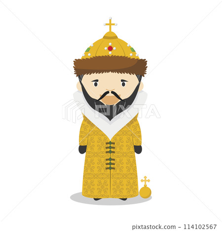 Ivan IV of Russia (The Terrible) cartoon character. Vector Illustration. Kids History Collection. Ivan IV of Russia (The Terrible) cartoon character. Vector Illustration. Kids History Collection. 114102567