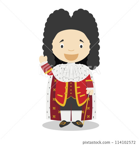 Louis XIV of France cartoon character. Vector Illustration. Kids History Collection. Louis XIV of France cartoon character. Vector Illustration. Kids History Collection. 114102572