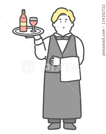 一名男子在餐廳工作的插圖 一名男子在餐廳工作的插圖 114102722