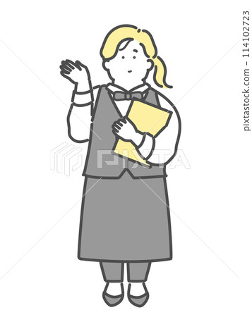 一名在餐廳工作的婦女的插圖 114102723