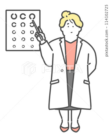 一位女性眼科醫生正在做視力測試 114102725