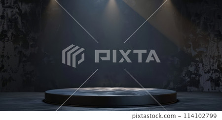 Black podium on a dark background Black podium on a dark background 114102799
