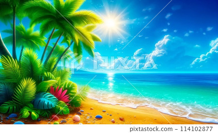 夏天藍色的大海和陽光 夏天藍色的大海和陽光 114102877
