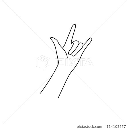 Hard Rock Music Fan Gesture Sign Black Thin Line. Vector Hard Rock Music Fan Gesture Sign Black Thin Line. Vector 114103257