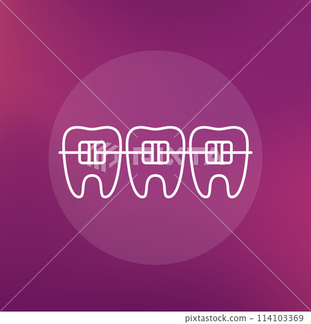 braces and teeth line icon, vector 114103369