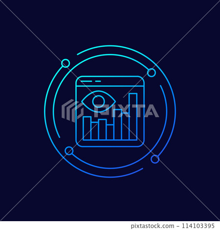 Views analytics icon, linear design 114103395