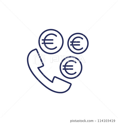 phone call cost line icon with euro coins 114103419