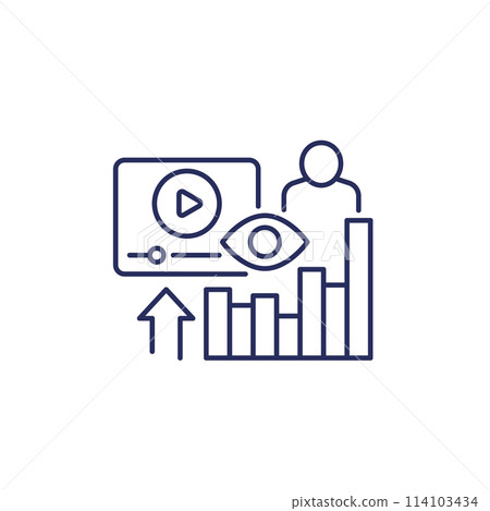 Views analytics and metrics line icon 114103434