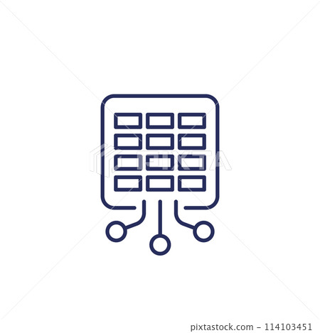 data to spreadsheet line icon 114103451
