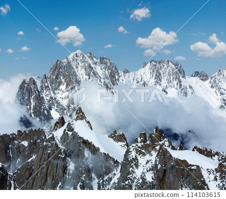 Mont Blanc mountain massif (view from Aiguille du Midi Mount,  France ) 114103615