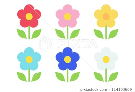 Deformed cute flower vector illustration set material Deformed cute flower vector illustration set material 114103669