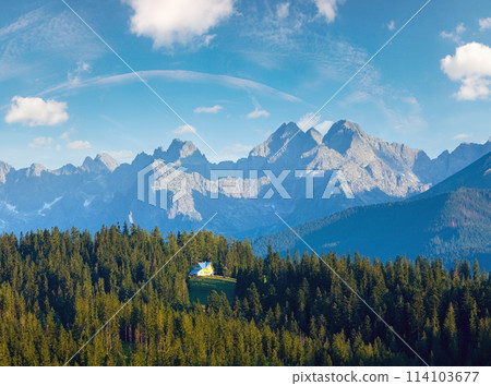 Summer mountain evening country view 114103677