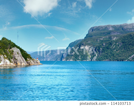 Fjord summer hazy view (Boknafjord, Norway) Fjord summer hazy view (Boknafjord, Norway) 114103713