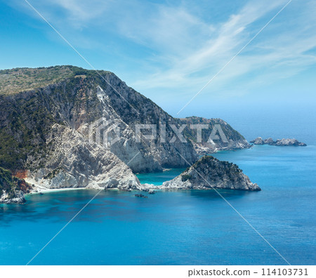 Summer Ionian sea coast  view (Kefalonia, Greece) 114103731