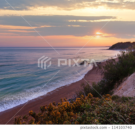 Sunrise ocean coast landscape (Bay of Biscay). 114103740